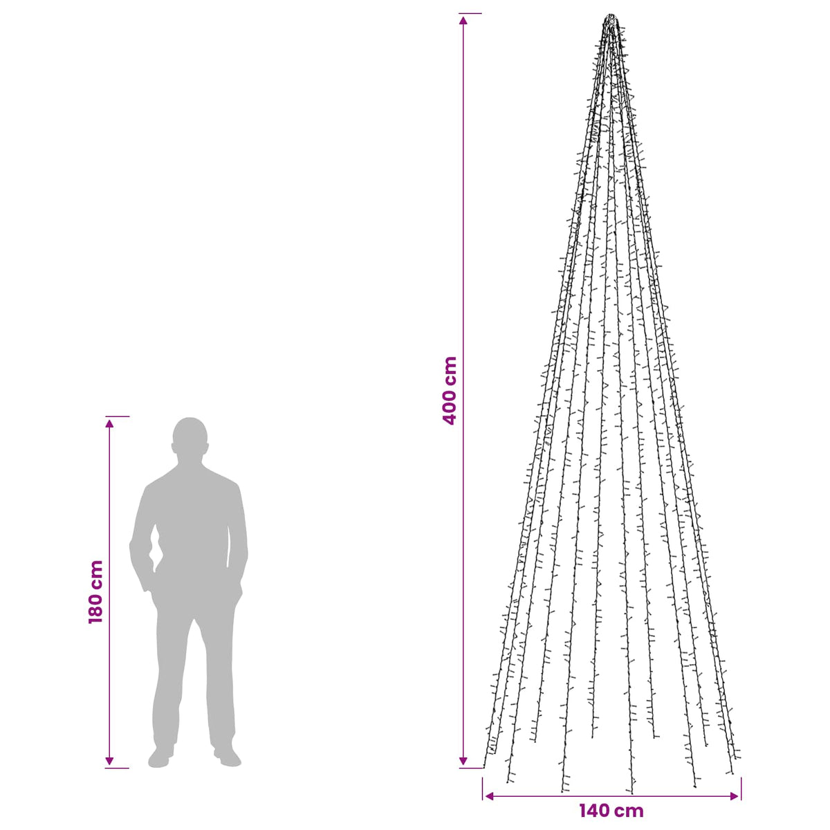 vidaXL Christmas Tree Lights with 12 LEDs 1608 LEDs Warm White 5