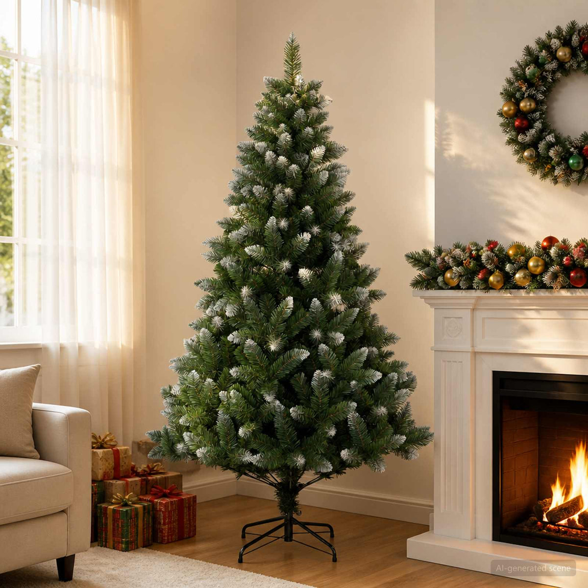 Artificial Christmas Tree PVC and Metal Green 150 cm