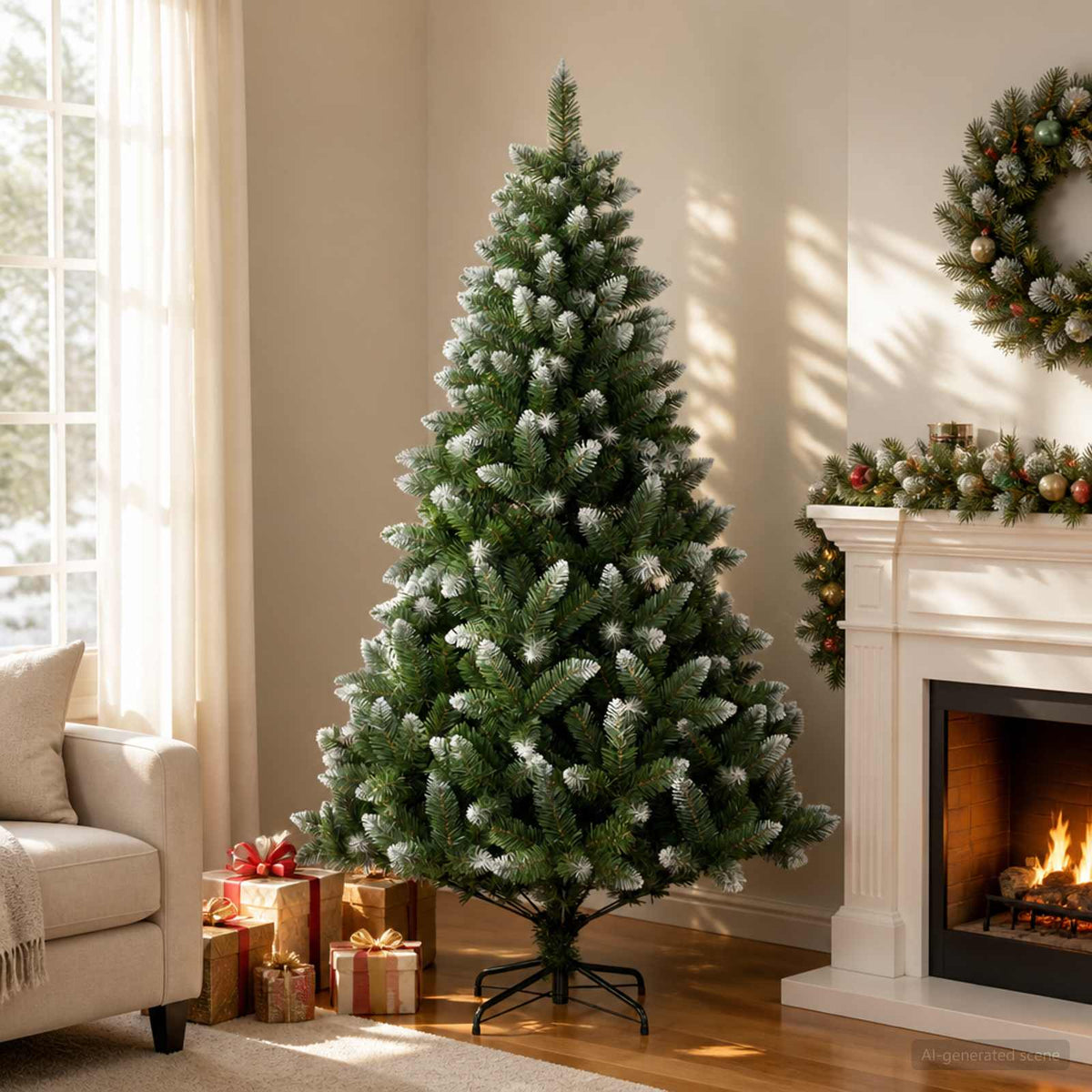 Artificial Christmas Tree PVC and Metal Green 210 cm