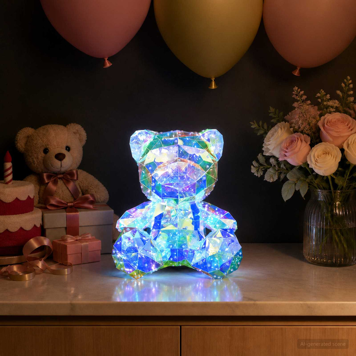 vidaXL Prismatic Iridescent LED Bear Multicolour 32 x 28 x 38 cm 1
