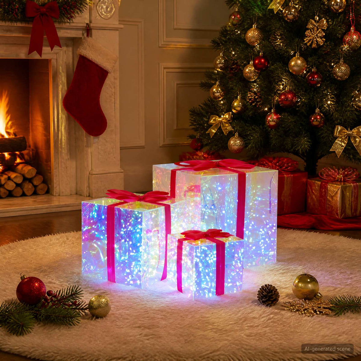 vidaXL Prismatic Iridescent LED Gift Box 3 pcs Multicolour 1