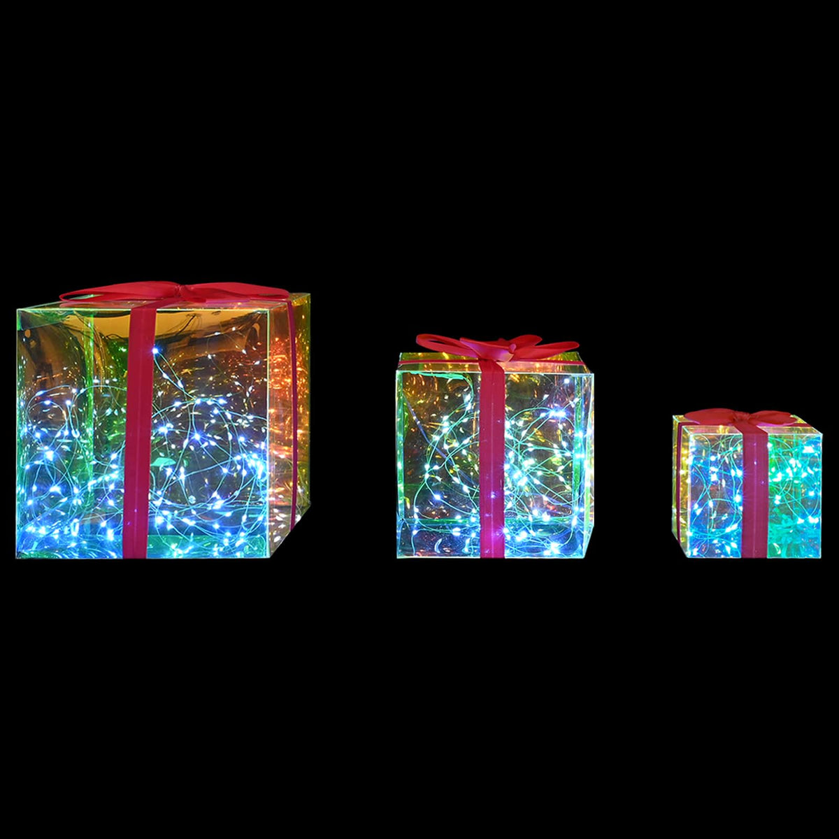 vidaXL Prismatic Iridescent LED Gift Box 3 pcs Multicolour 4
