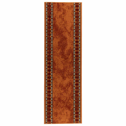 Runner Rug FLORNES Woven 80 x 450 cm PP 7 mm Orange diamonds
