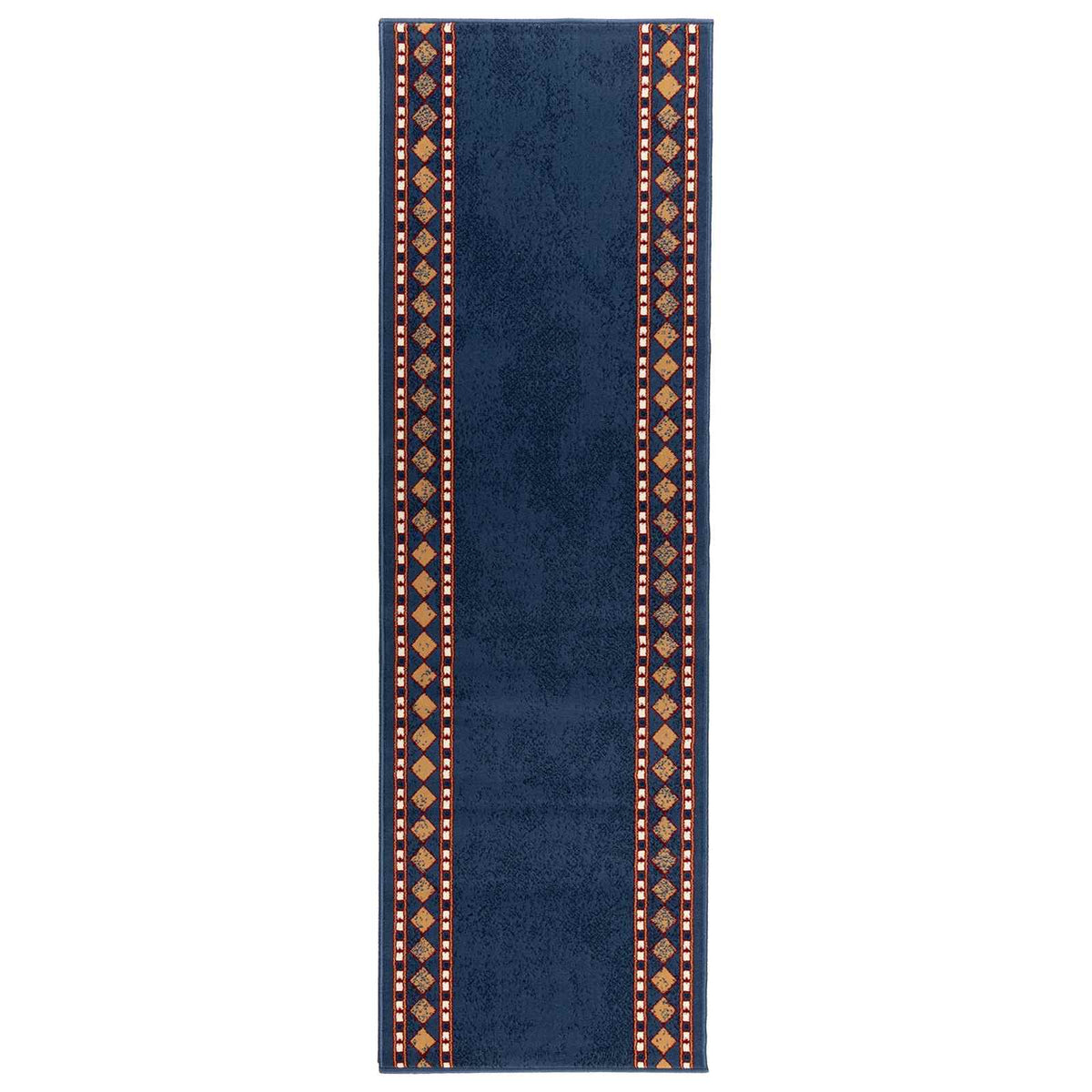 Runner Rug FLORNES Woven 100 x 400 cm PP 7 mm Blue diamonds