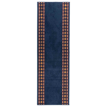Runner Rug FLORNES Woven 100 x 400 cm PP 7 mm Blue diamonds