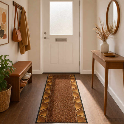 Runner Rug FLORNES Woven PP Brown zigzag