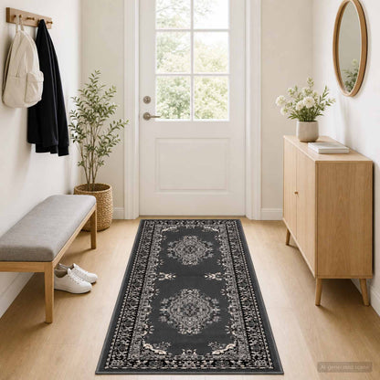 Runner Rug FLORNES Woven PP Grey pattern