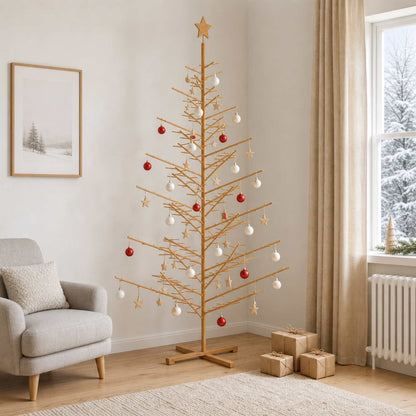 Wooden Christmas Tree KOTKA Bamboo and Solid Pine Wood Brown 240 cm