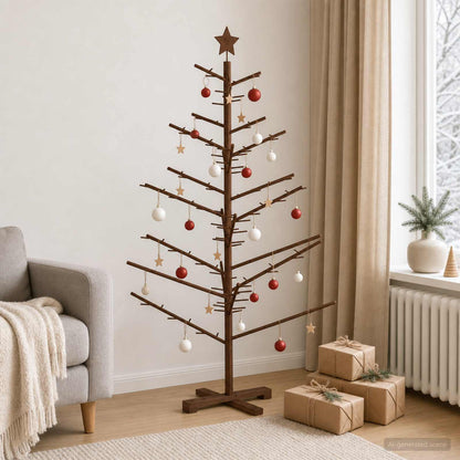 Wooden Christmas Tree KOTKA Bamboo and Solid Pine Wood Dark brown 150 cm