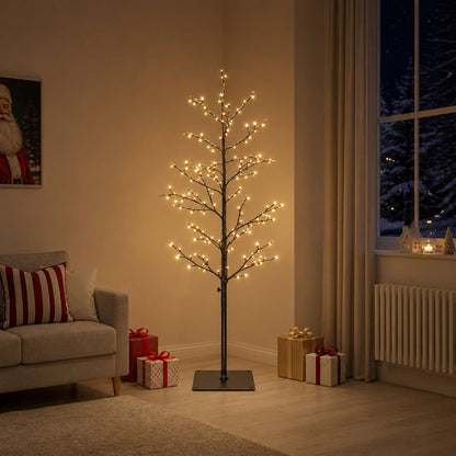 Micro Birch Christmas Tree White Steel 360 LEDs Black (warm white) 150 cm