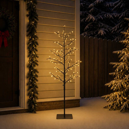 Micro Birch Christmas Tree White Steel 360 LEDs Black (warm white) 150 cm