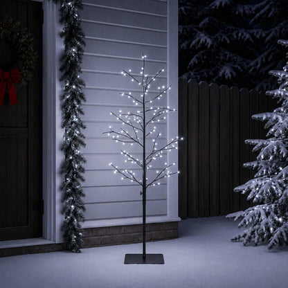 Micro Birch Christmas Tree White Steel 360 LEDs Black (cold white) 150 cm