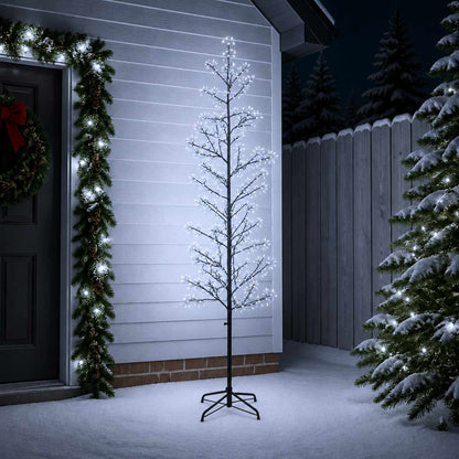 Micro Birch Christmas Tree White Steel 360 LEDs Black (cold white) 210 cm