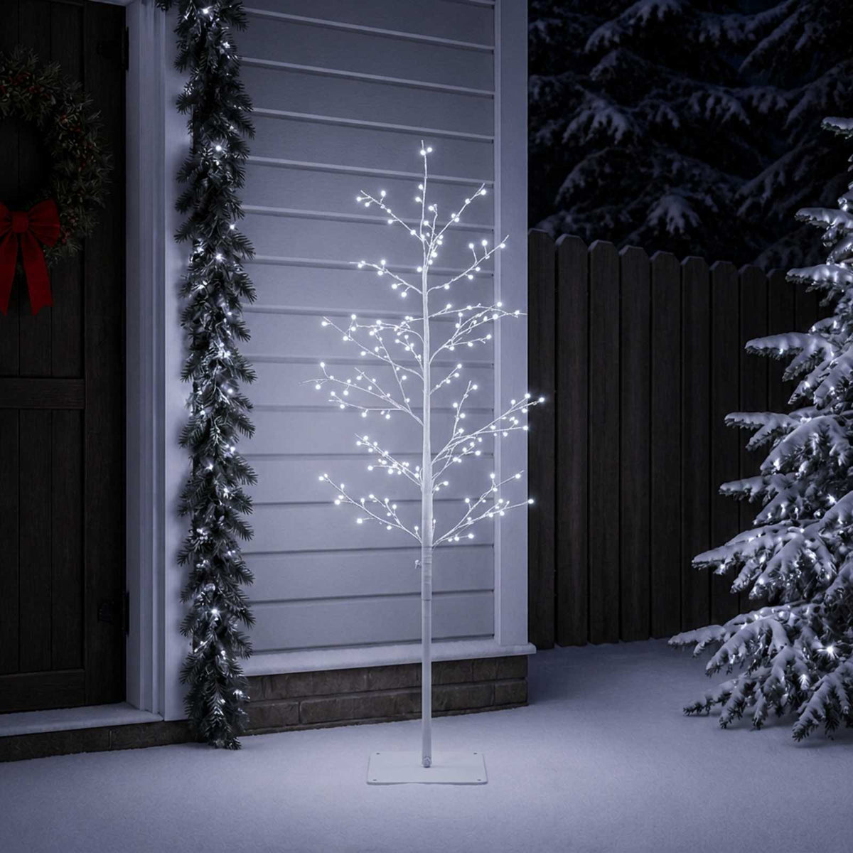 Micro Birch Christmas Tree White Steel 360 LEDs White (cold white) 150 cm