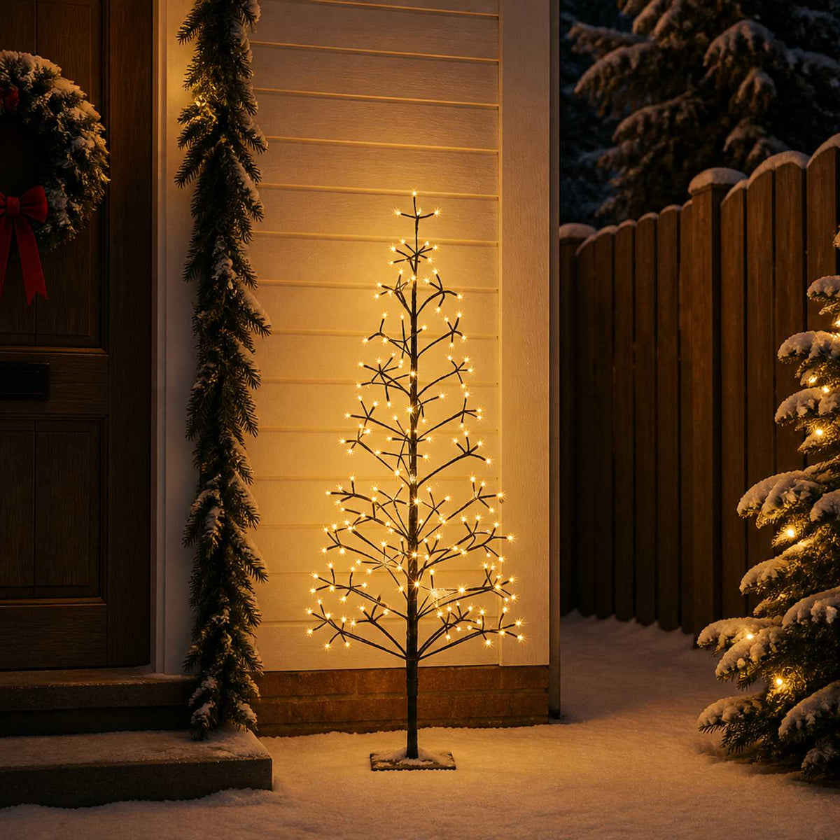 LED String Christmas Tree Black 47 x Steel 228 LEDs Black (warm white) 150 cm