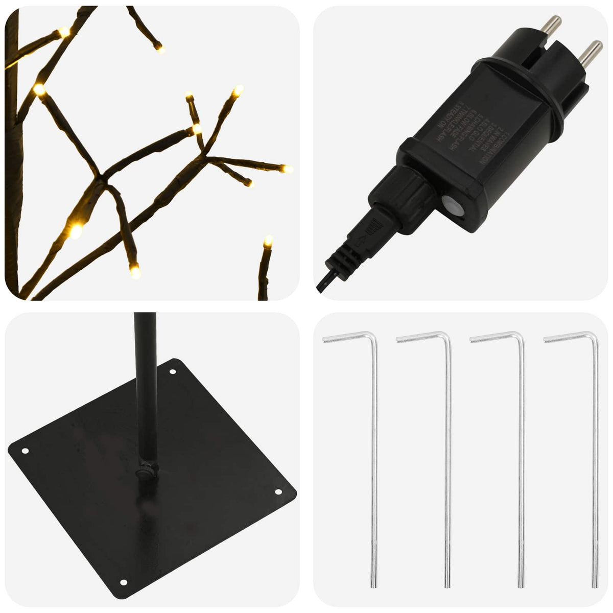 LED String Christmas Tree Black 47 x Steel 228 LEDs Black (warm white) 150 cm