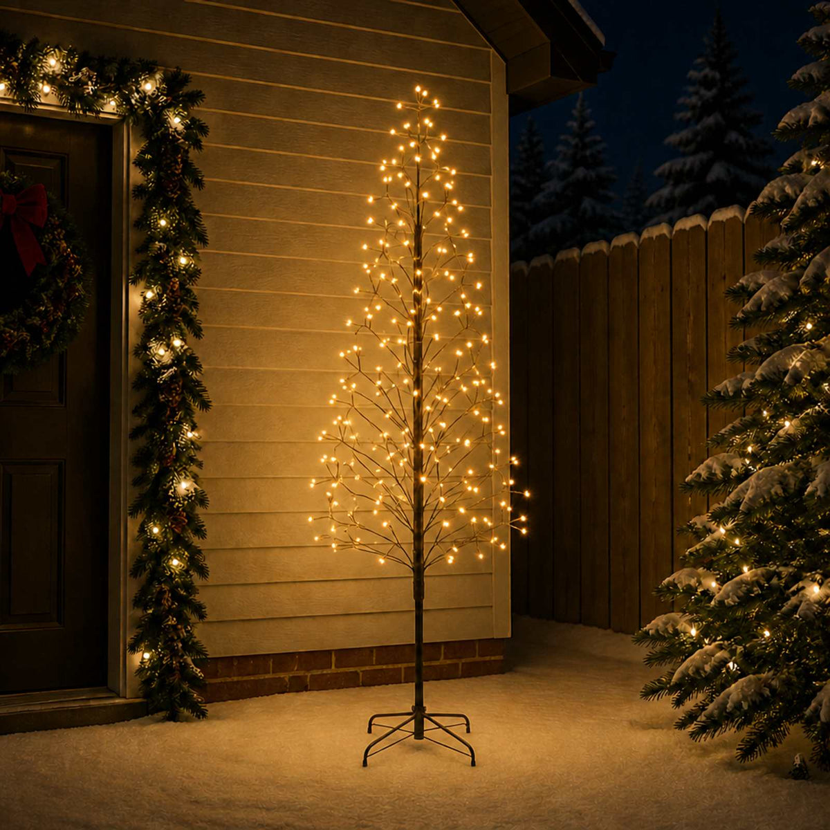 LED String Christmas Tree Black 47 x Steel 228 LEDs Black (warm white) 240 cm