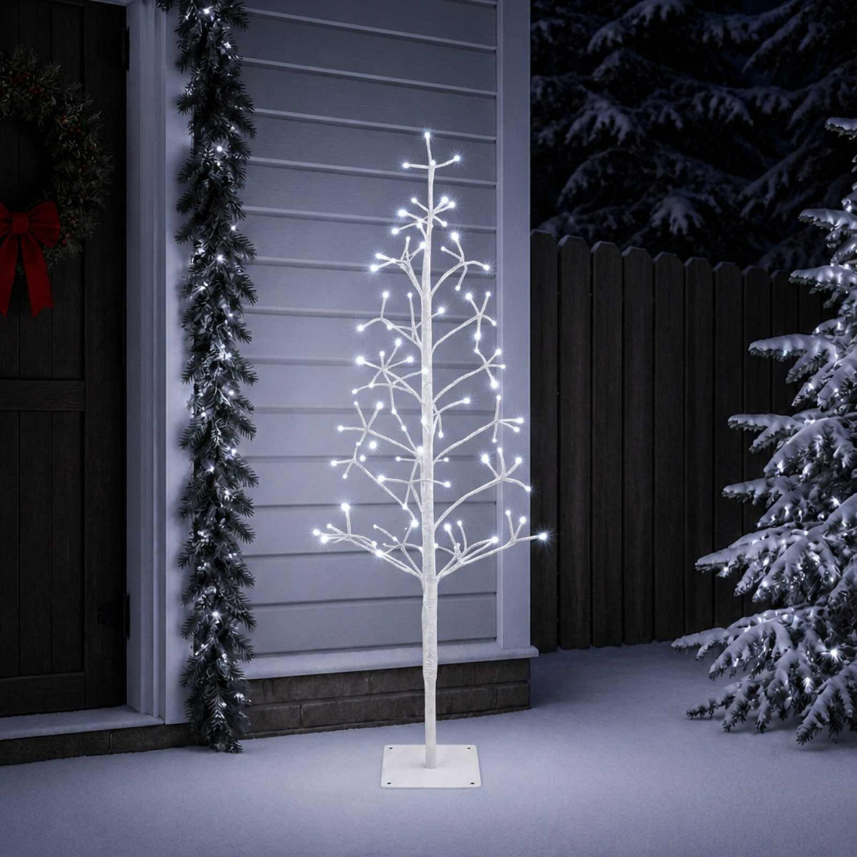 LED String Christmas Tree Black 47 x Steel 228 LEDs White (cold white) 120 cm