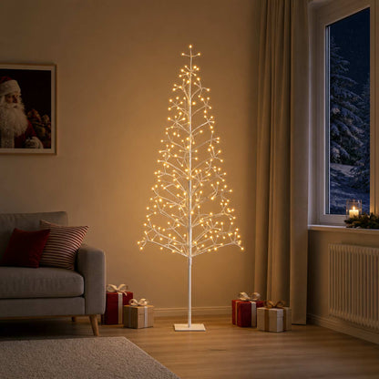 LED String Christmas Tree Black 47 x Steel 228 LEDs White (warm white) 180 cm