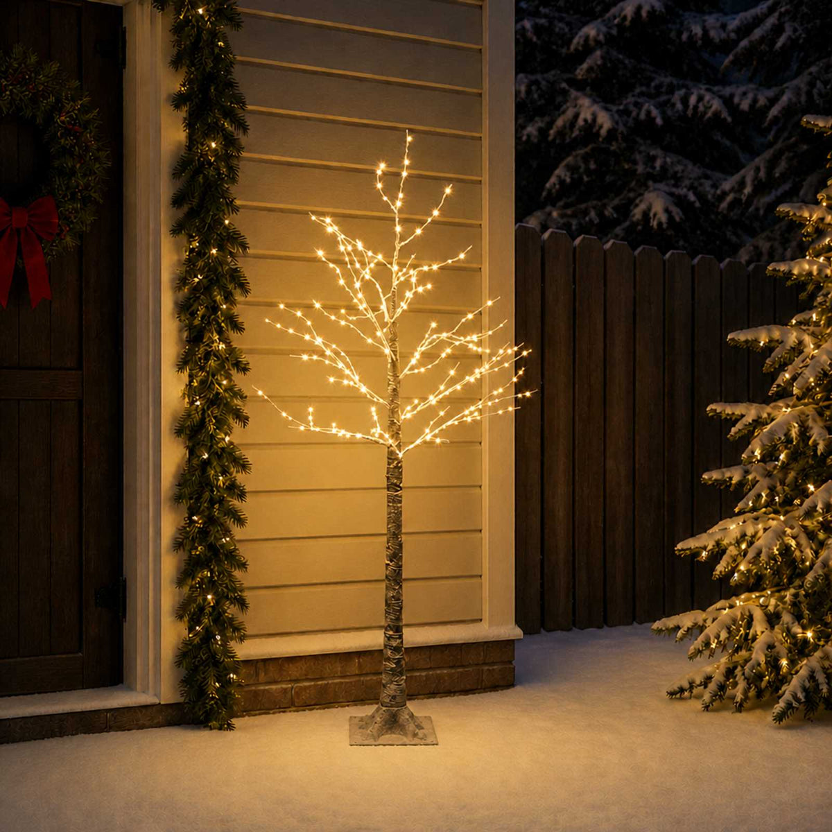 Snow-Covered LED Christmas Tree Brown 22 x 22 x Plastic 120 cm Warm white