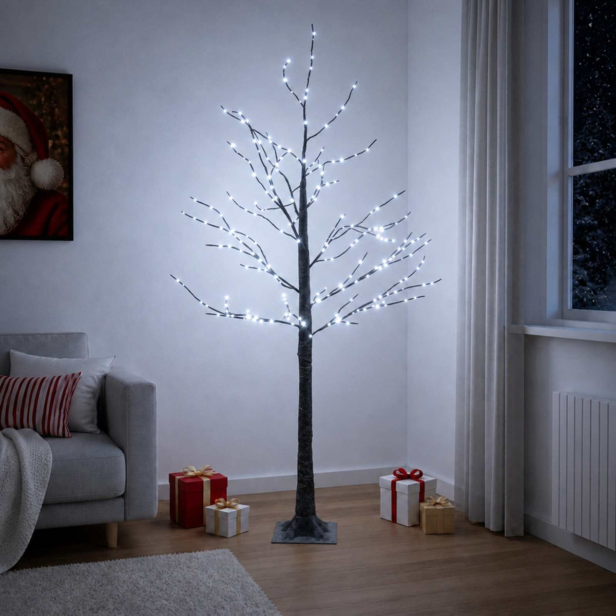 Snow-Covered LED Christmas Tree Brown 22 x 22 x Plastic 120 cm Cold white