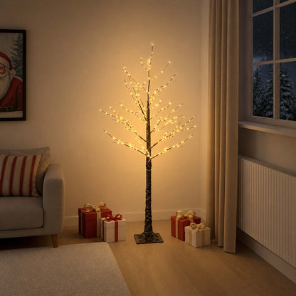 Snow-Covered LED Christmas Tree Brown 22 x 22 x Plastic 150 cm Warm white