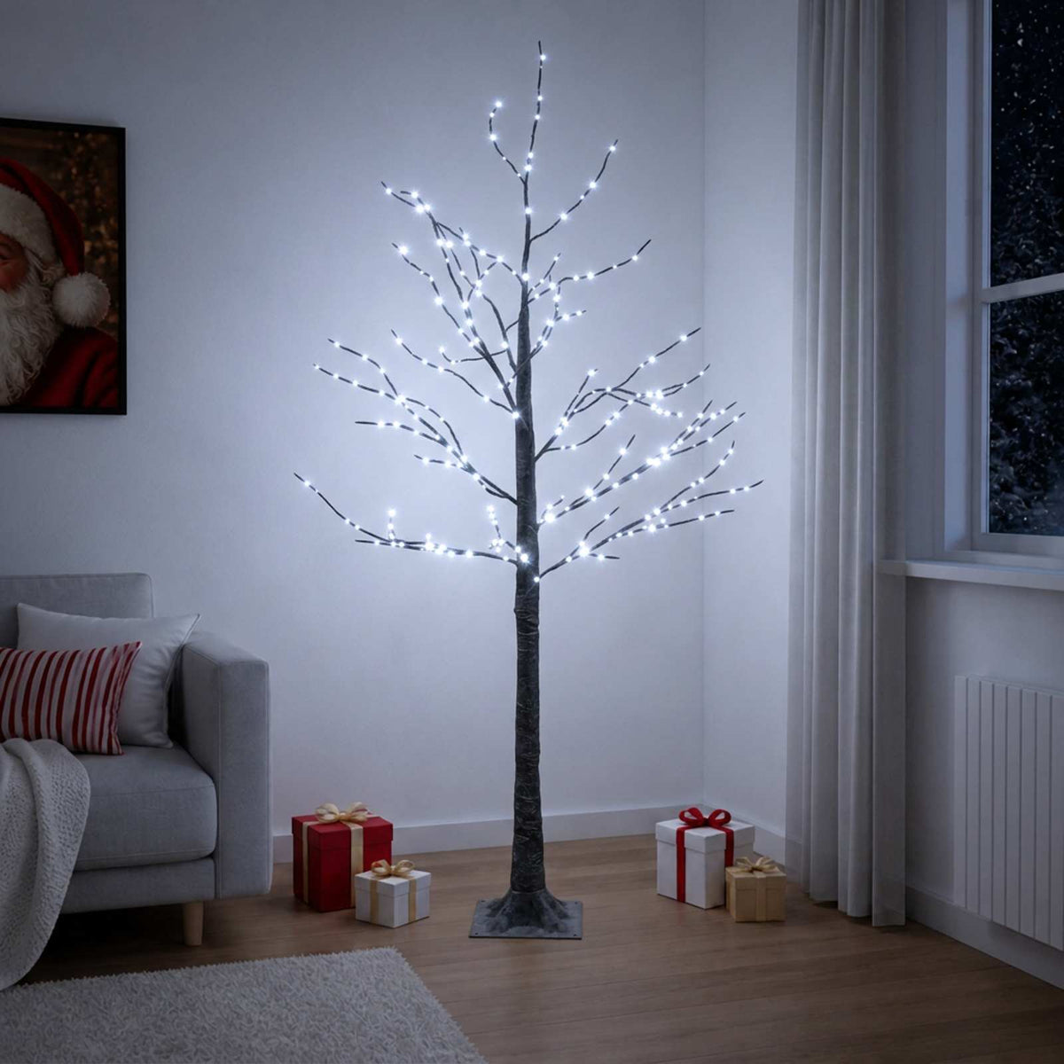 Snow-Covered LED Christmas Tree Brown 22 x 22 x Plastic 150 cm Cold white
