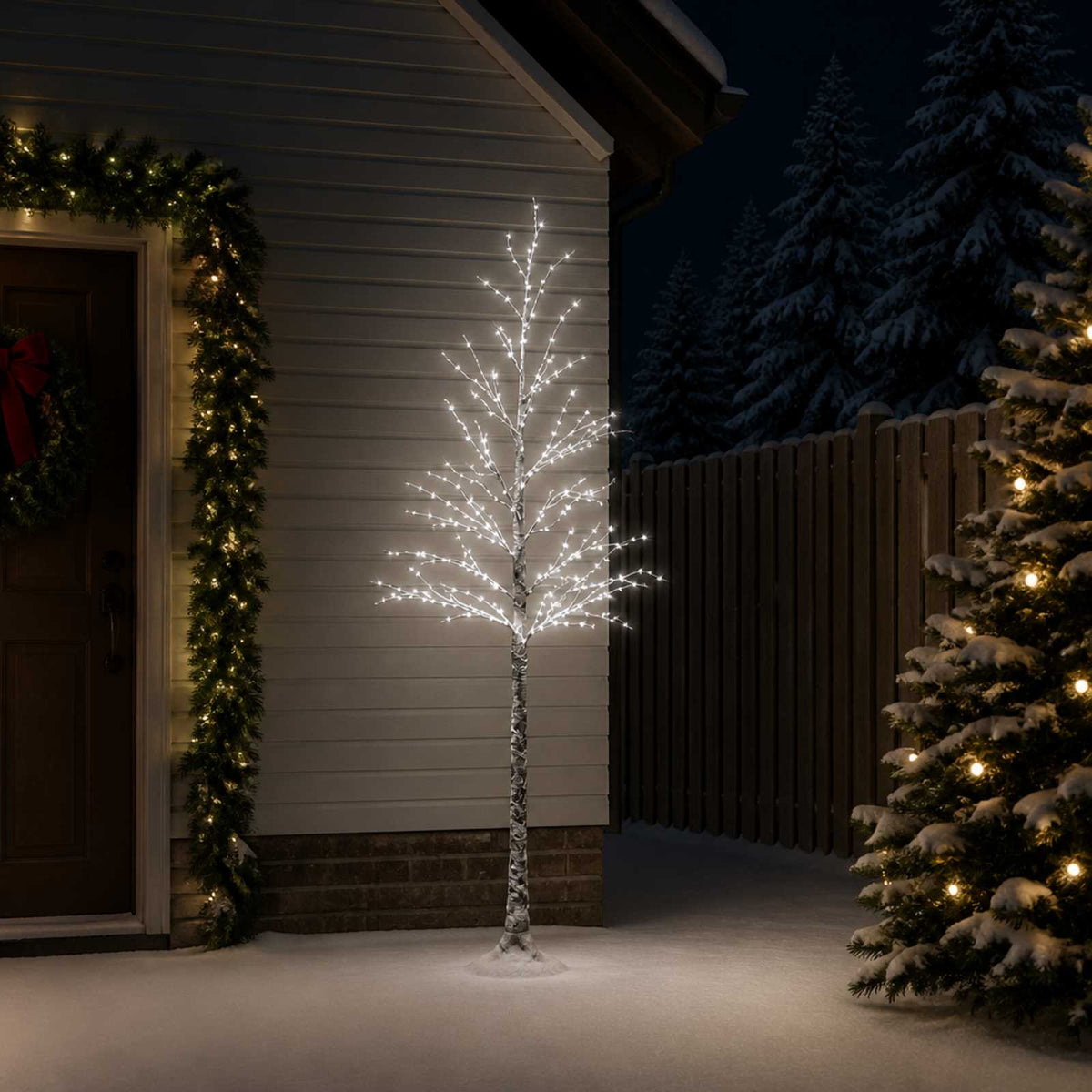 Snow-Covered LED Christmas Tree Brown 22 x 22 x Plastic 210 cm Cold white
