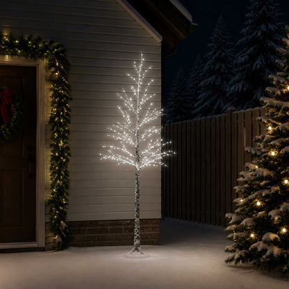 Snow-Covered LED Christmas Tree Brown 22 x 22 x Plastic 210 cm Cold white