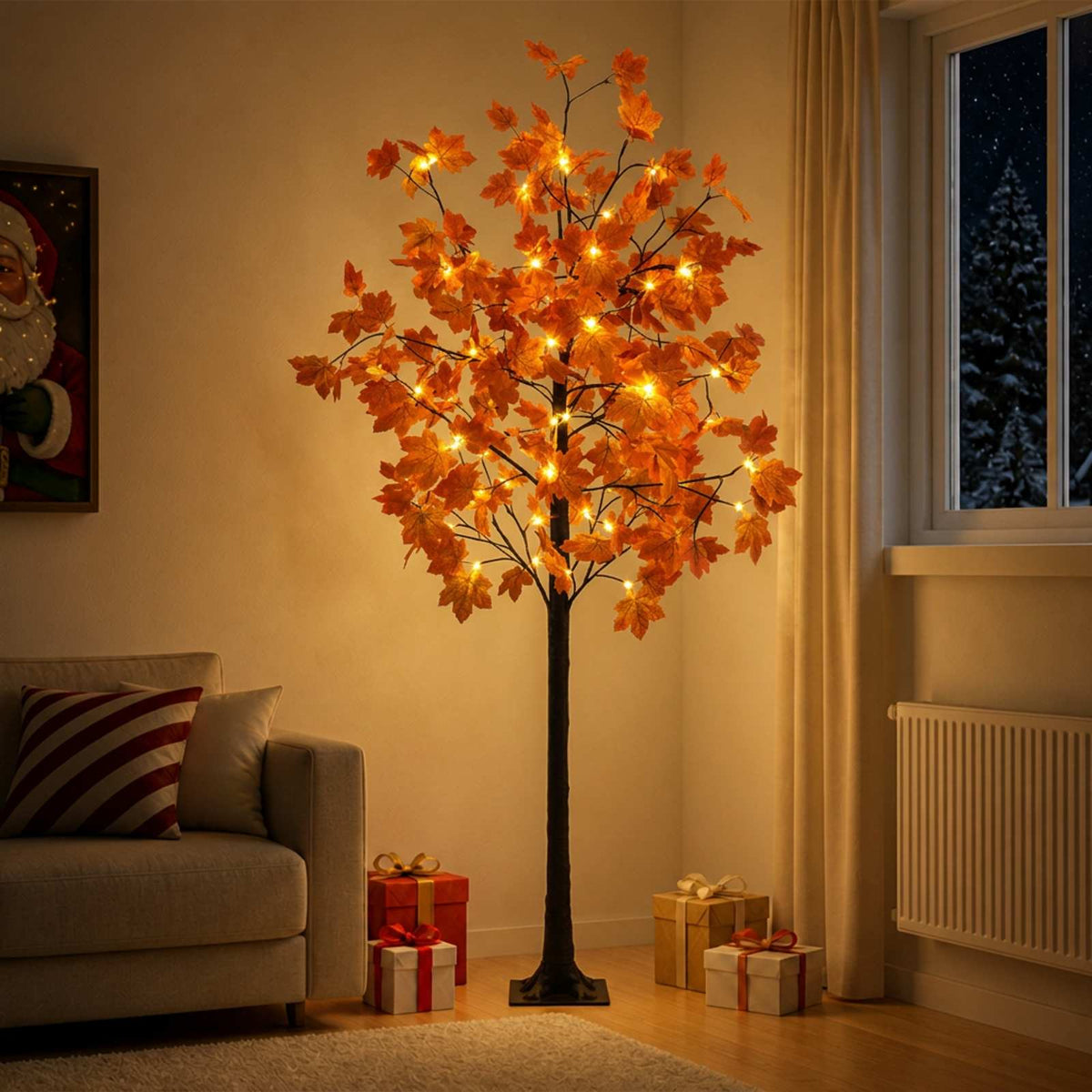 LED Maple Christmas Tree Brown Plastic 48 LEDs 180 cm