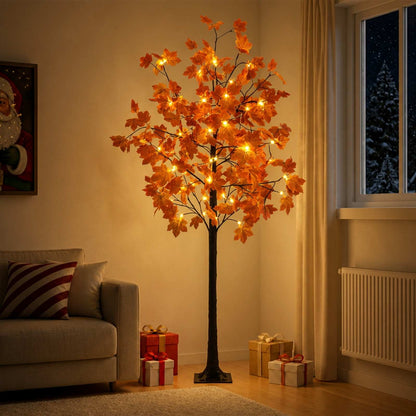 LED Maple Christmas Tree Brown Plastic 48 LEDs 180 cm