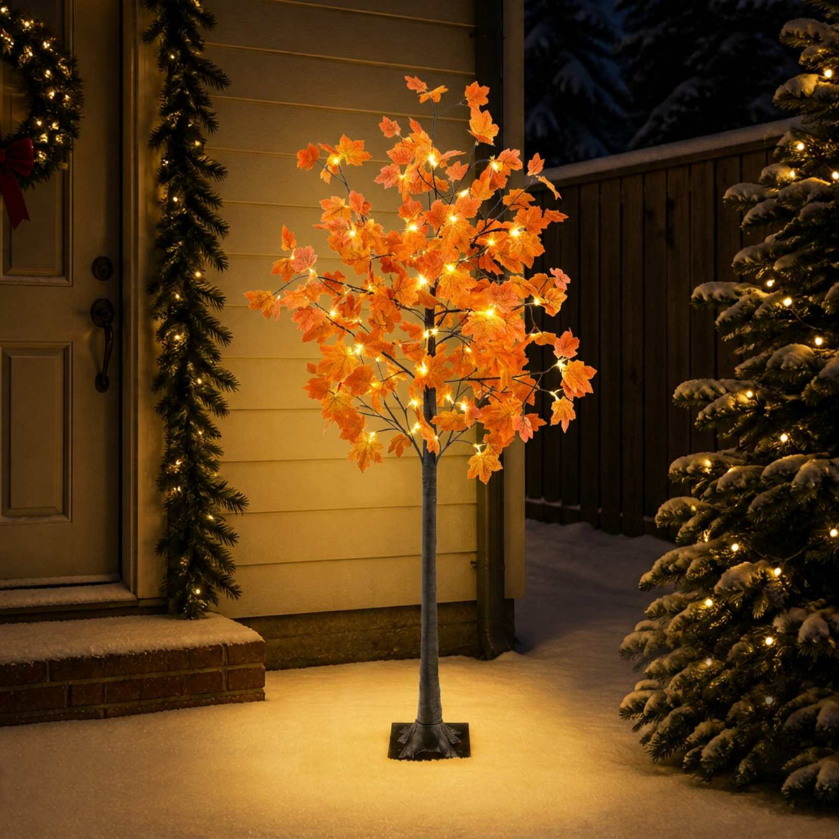 LED Maple Christmas Tree Brown Plastic 48 LEDs 180 cm