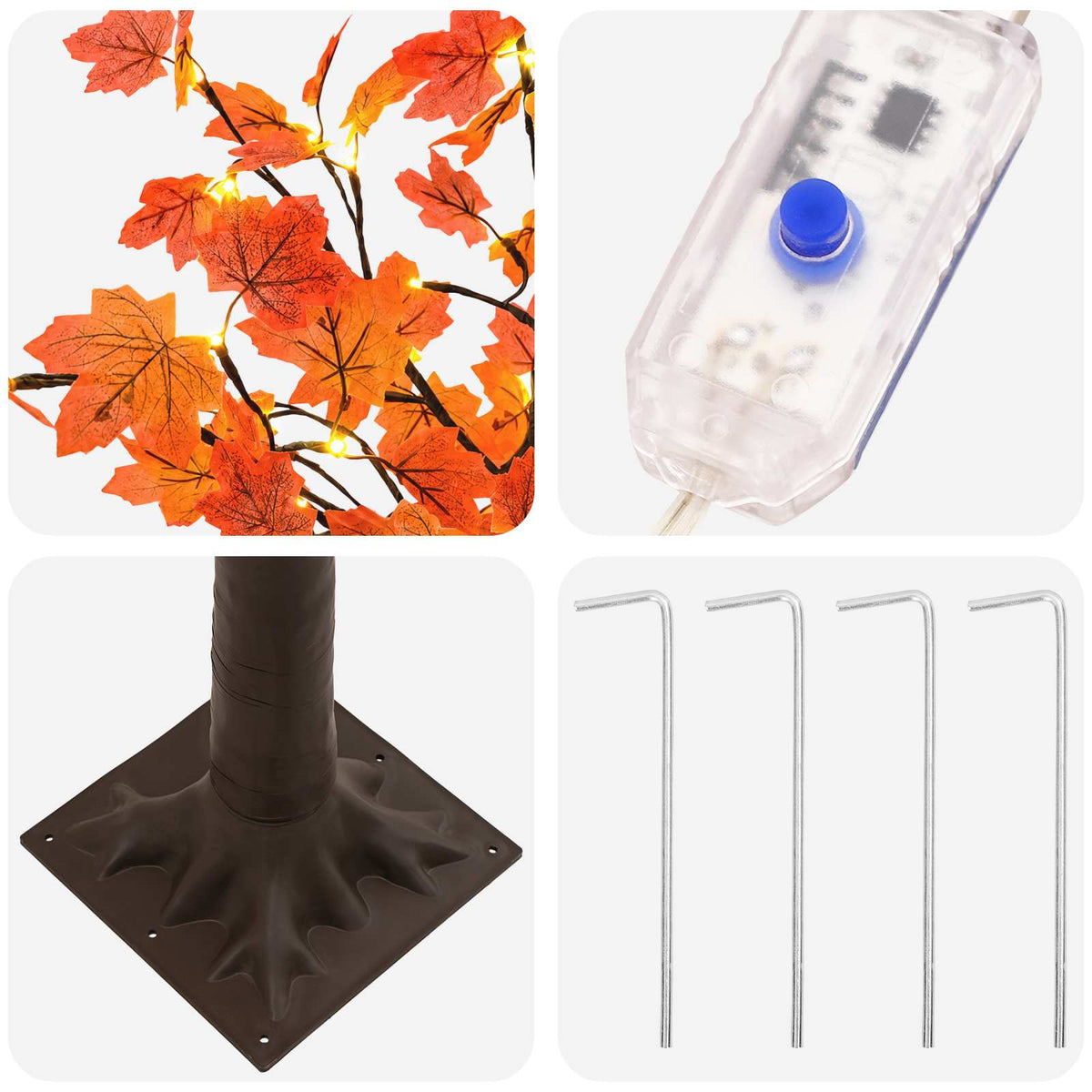 LED Maple Christmas Tree Brown Plastic 48 LEDs 180 cm