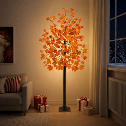 LED Maple Christmas Tree Brown Plastic 48 LEDs 210 cm