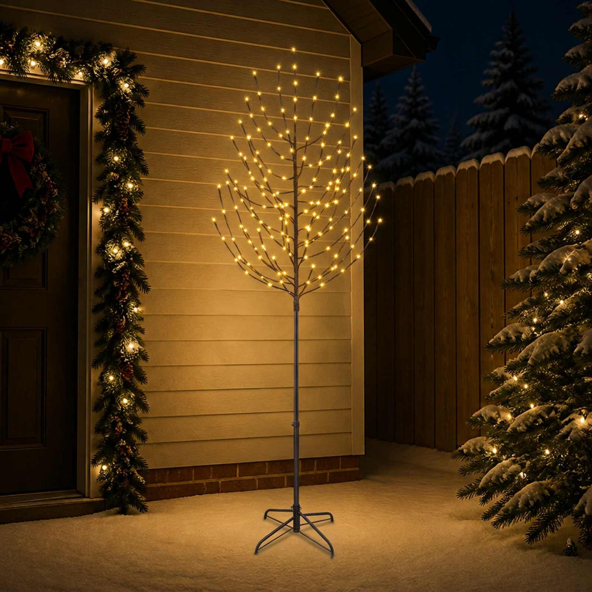 LED Christmas Tree Black Steel 100 LEDs Warm white