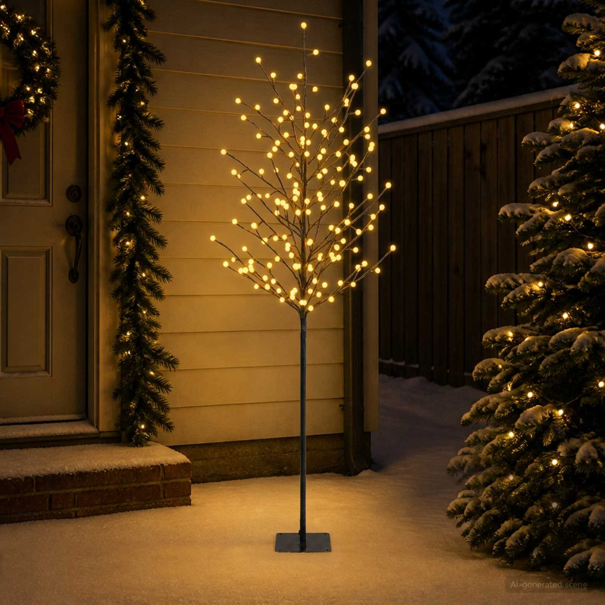 LED Ball Christmas Tree Black Steel 220 LEDs 180 cm Warm white