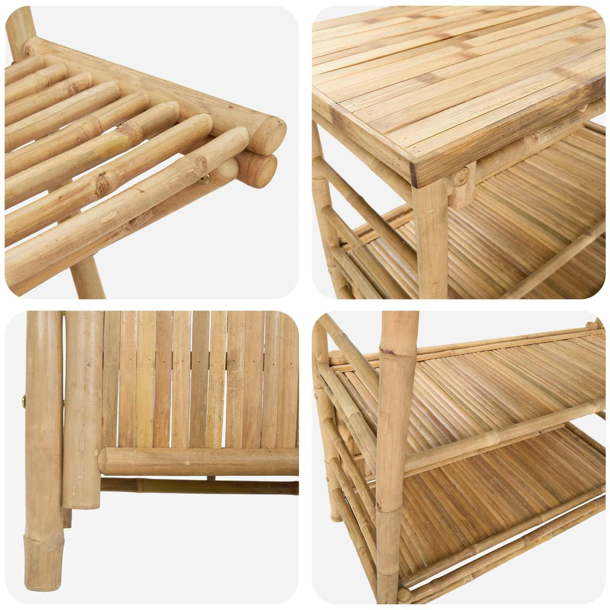 vidaXL Outdoor Bar Table and Stools 3 pcs 2-Seaters Natural Bamboo 6
