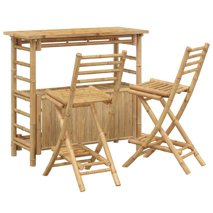 vidaXL Outdoor Bar Table and Stools 3 pcs 2-Seaters Natural Bamboo 2