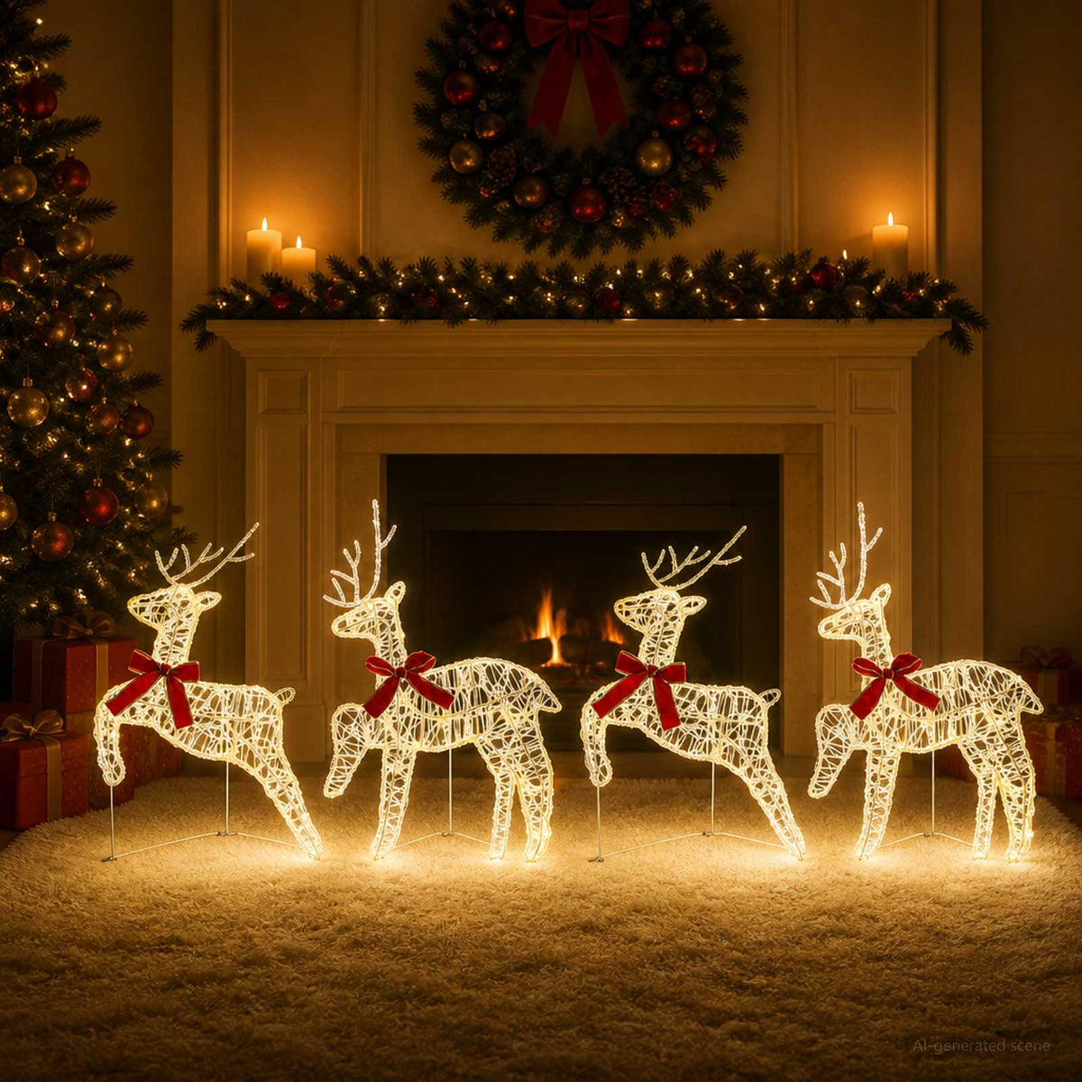 Christmas Reindeer 80 LEDs 43 x 19 x 65 cm Acrylic 4 Warm white