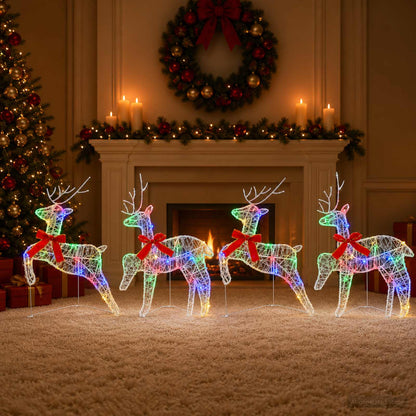 Christmas Reindeer 80 LEDs 43 x 19 x 65 cm Acrylic 4 Multicolour