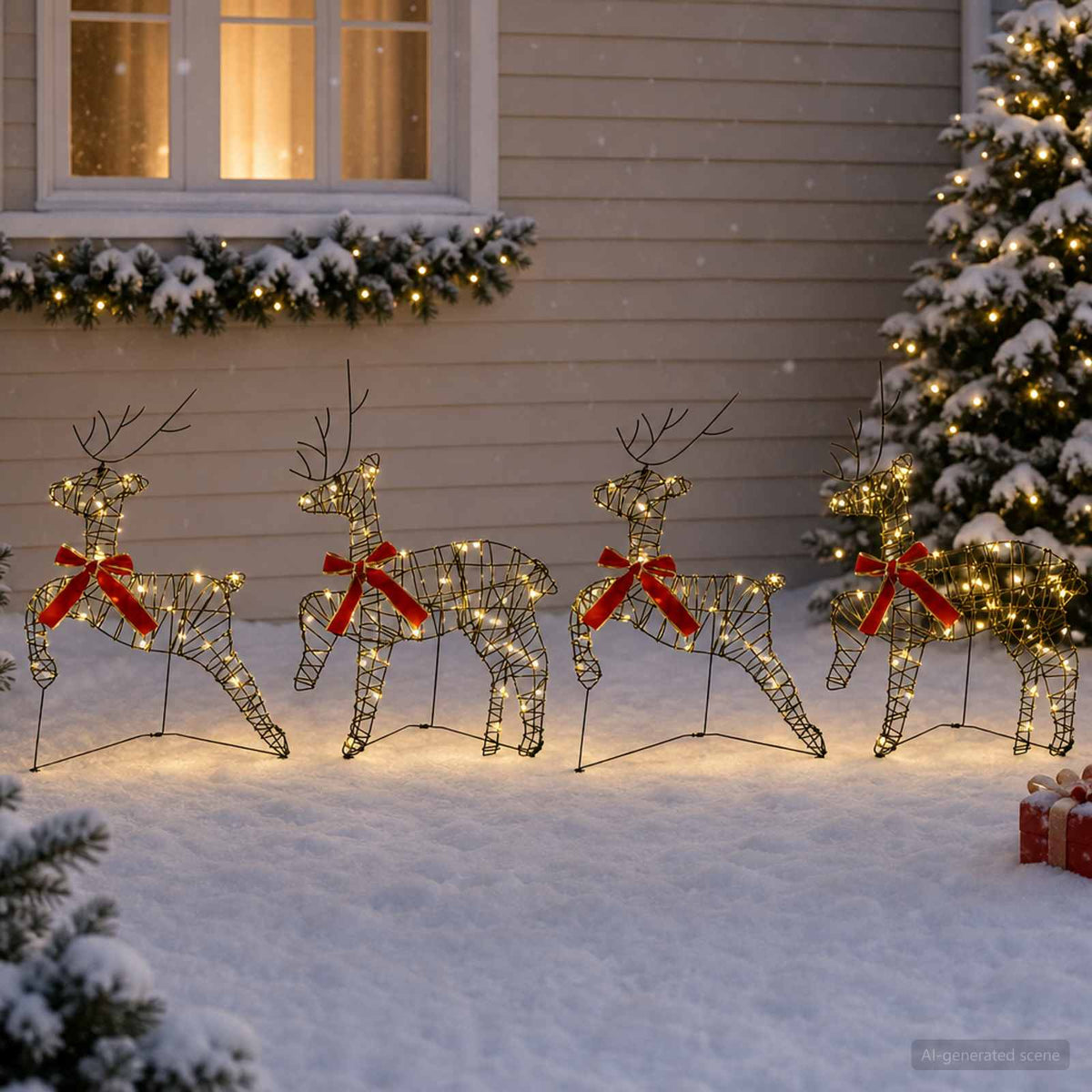 Christmas Reindeer 80 LEDs 43 x 19 x 65 cm Rattan 4 Warm white