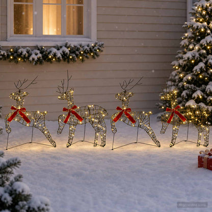 Christmas Reindeer 80 LEDs 43 x 19 x 65 cm Rattan 4 Warm white