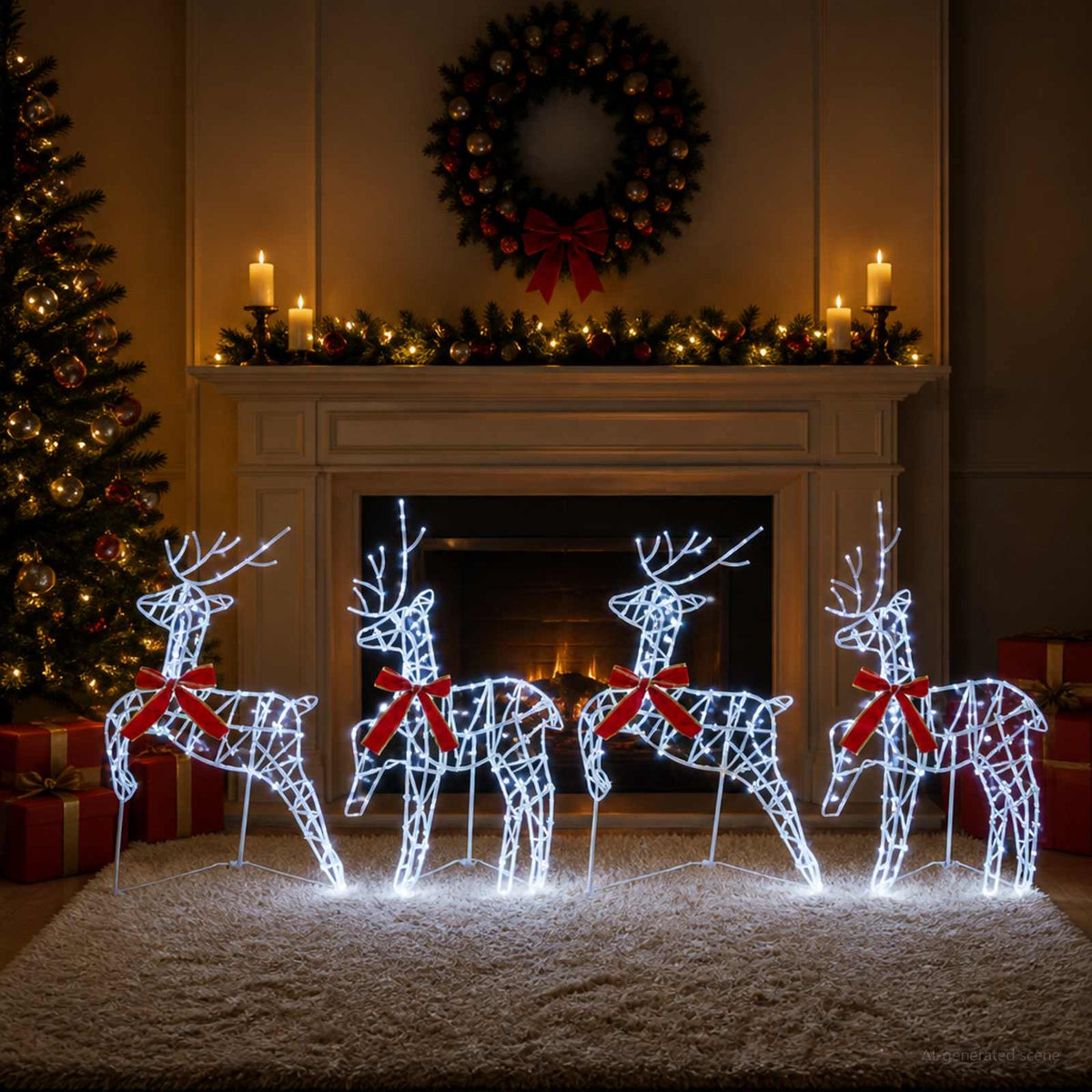 Christmas Reindeer 80 LEDs 43 x 19 x 65 cm Transparent string 4 Cold white