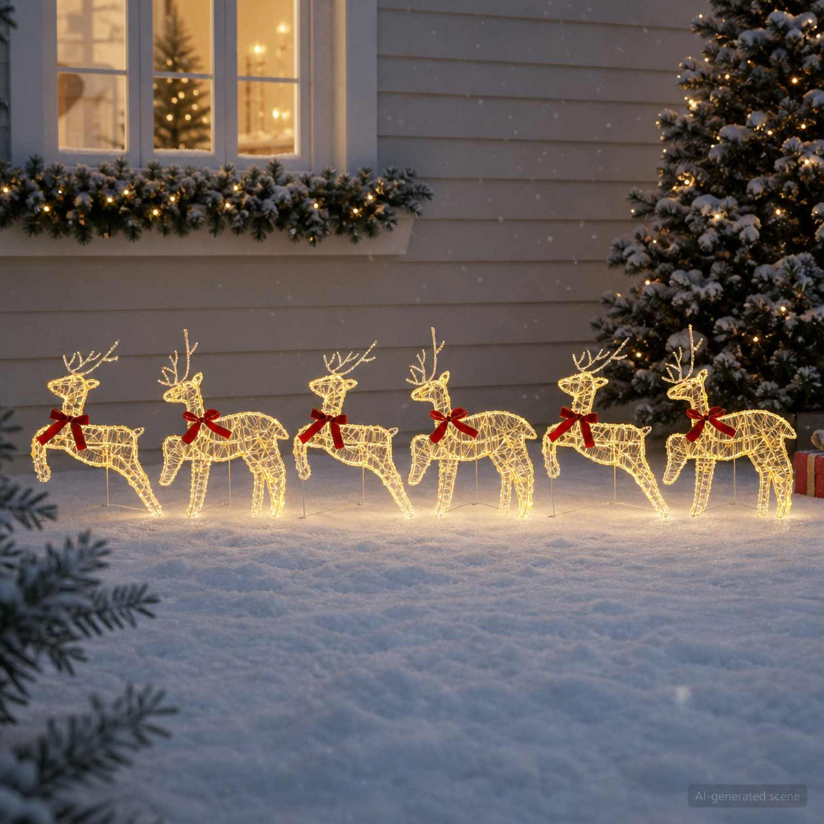 Christmas Reindeer 80 LEDs 43 x 19 x 65 cm Acrylic 6 Warm white