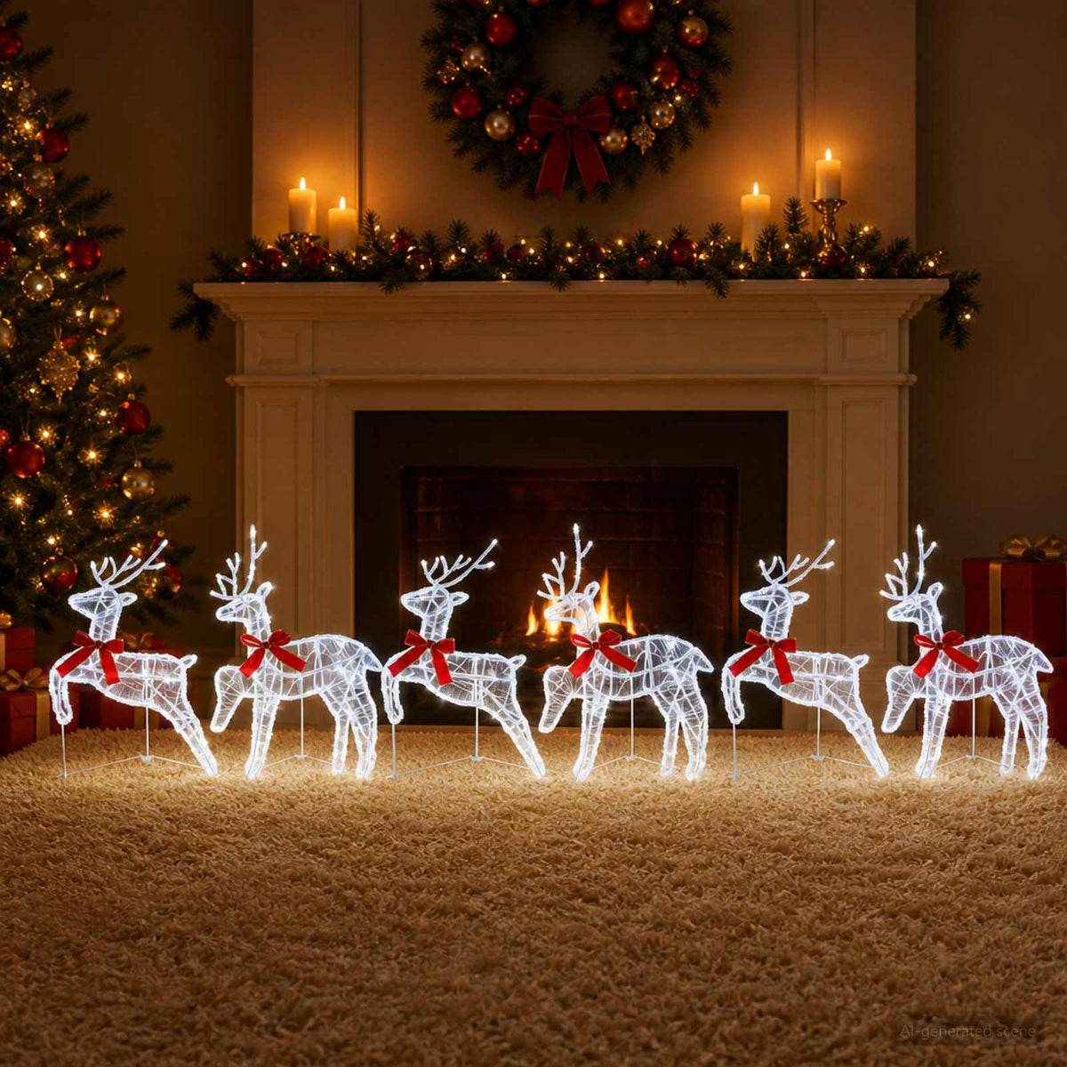 Christmas Reindeer 80 LEDs 43 x 19 x 65 cm Acrylic 6 Cold white