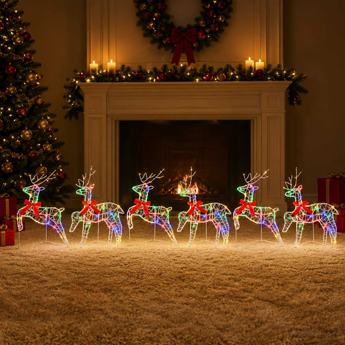 Christmas Reindeer 80 LEDs 43 x 19 x 65 cm Acrylic 6 Multicolour