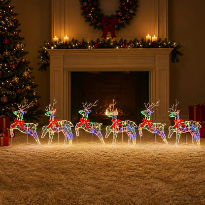 Christmas Reindeer 80 LEDs 43 x 19 x 65 cm Acrylic 6 Multicolour