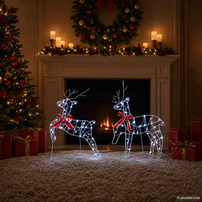 Christmas Reindeer 80 LEDs 43 x 19 x 65 cm Transparent string 6 Cold white