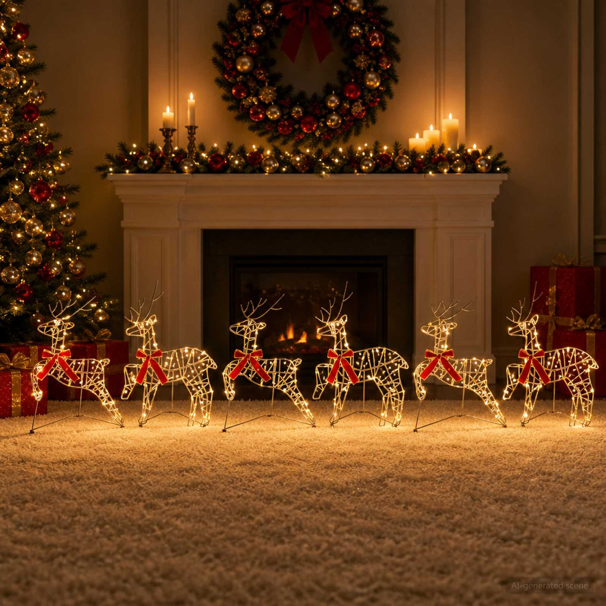 Christmas Reindeer 80 LEDs 43 x 19 x 65 cm Brown string 6 Warm white