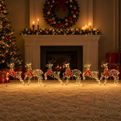 Christmas Reindeer 80 LEDs 43 x 19 x 65 cm Brown string 6 Warm white
